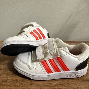 Adidas White and Red Velcro Sneakers